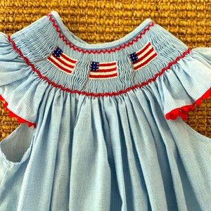 Smocked Embroidered American Flag Dress